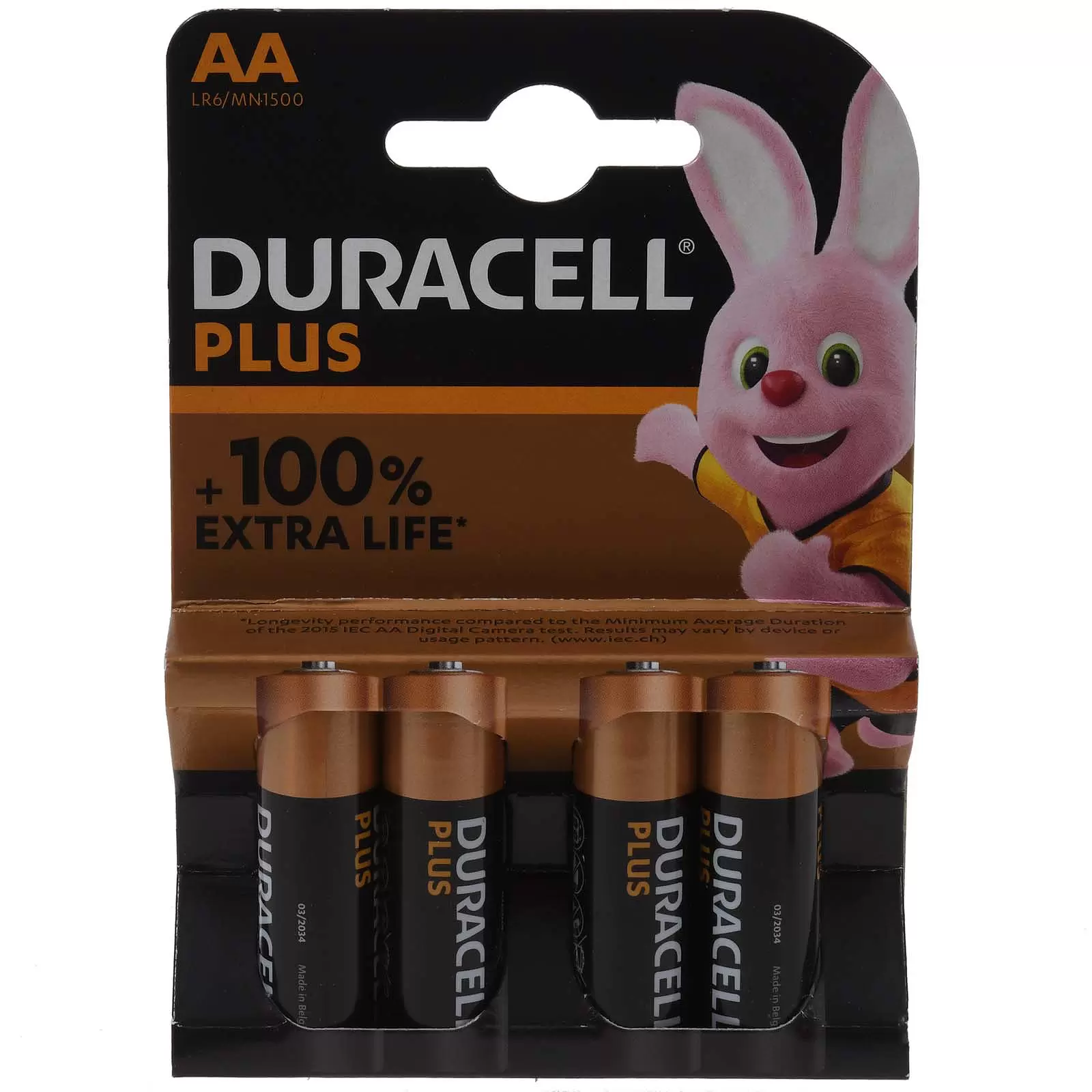 Duracell Batterie Alkaline Mignon AA LR06 1.5V Plus Extra Life 4er Blister