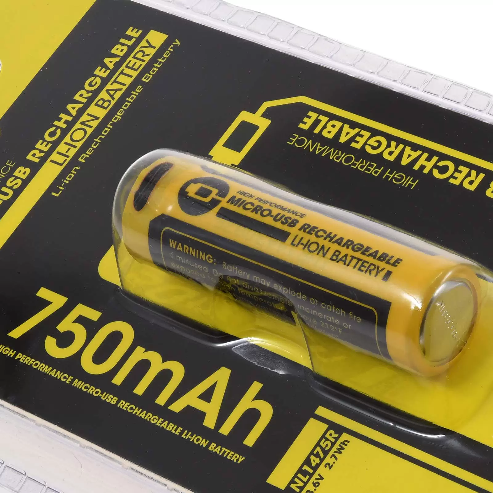 Nitecore Li-Ion Akku Typ 14500 NL1475R 750mAh mit Micro-USB