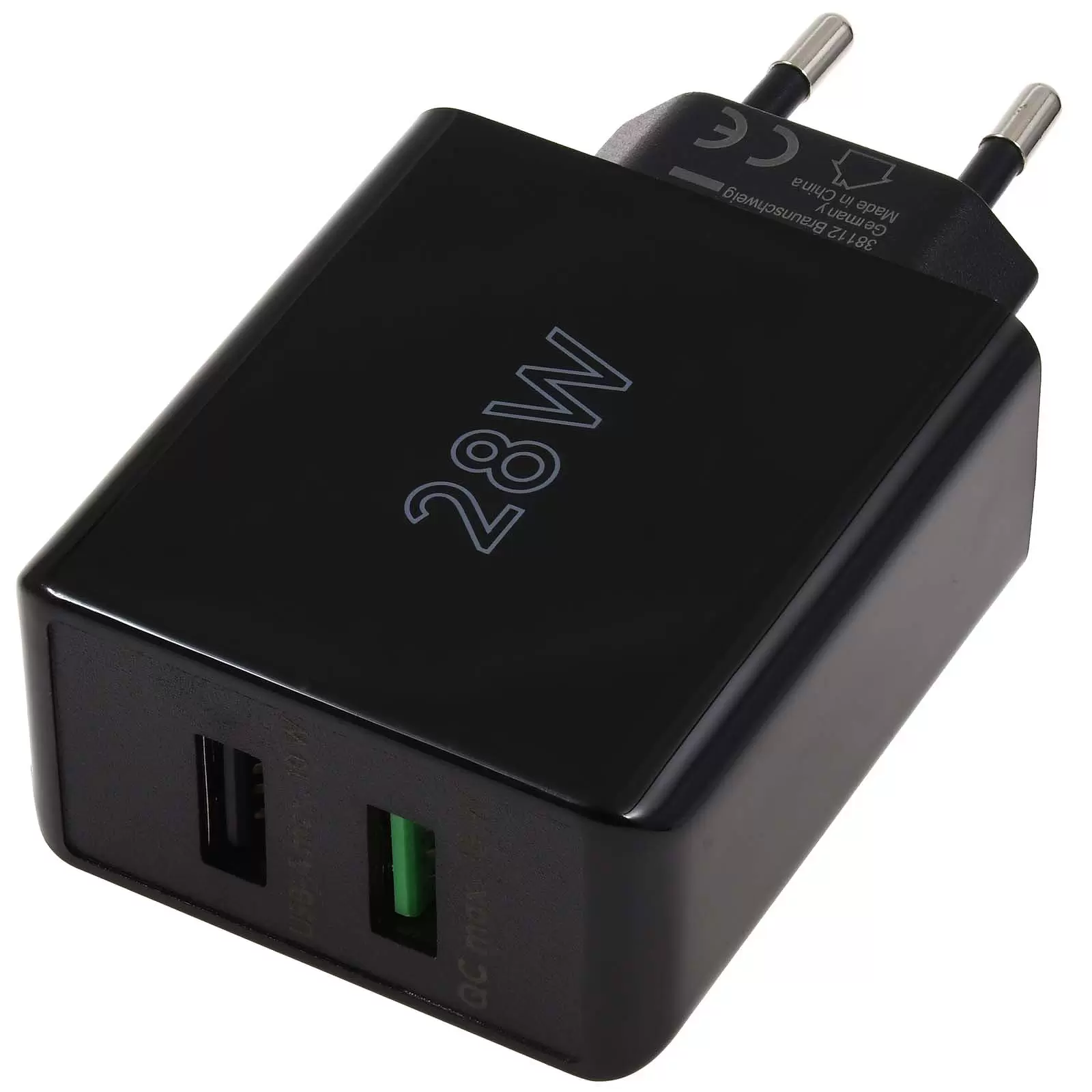 goobay 28W Dual-Schnellladegerät USB-A QC 3.0 schwarz