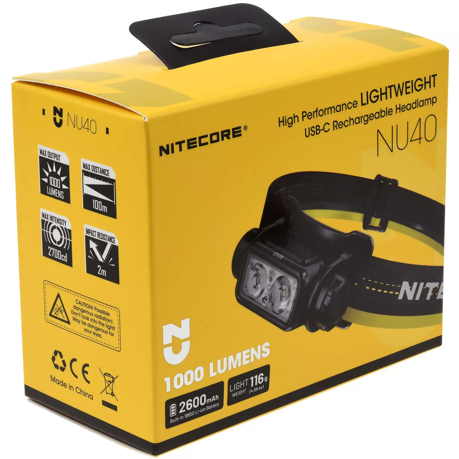 Nitecore NU40 LED Kopflampe, Stirnlampe, Headlamp, USB-C, max. 1000 Lumen