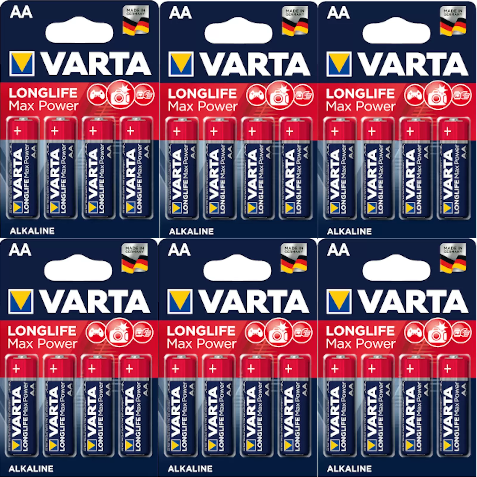 Varta Max Tech AA Alkaline Batterien – 24 Stück 6x4 Blisterpackungen