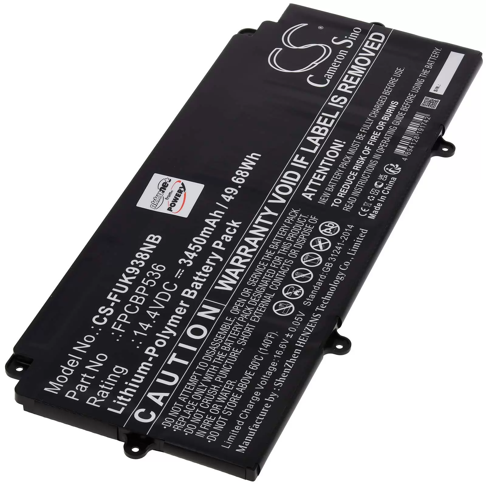 Akku passend für Laptop Fujitsu LifeBook U937 U938 Typ FPB0340S Typ FPCBP536